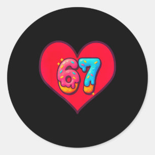 Ik hou van 67 grappige ik hart 67 verjaardag voor ronde sticker