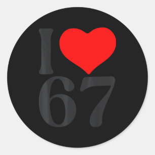 Ik hou van 67 Hart Valentijnsdag 67ste verjaardag Ronde Sticker
