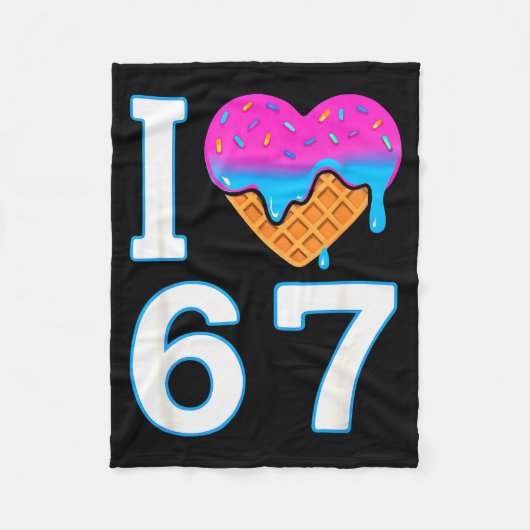 Ik hou van 67 Meme Hart 6 7 Merch Spullen Zes Zeve Fleece Deken (Voorkant)