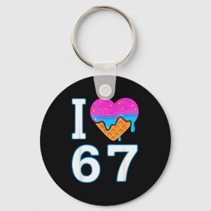 Ik hou van 67 Meme Hart 6 7 Merch Spullen Zes Zeve Sleutelhanger