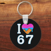 Ik hou van 67 Meme Hart 6 7 Merch Spullen Zes Zeve Sleutelhanger (Voorkant)