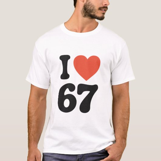 Ik hou van 67 Retro Hart T-Shirt (Voorkant)