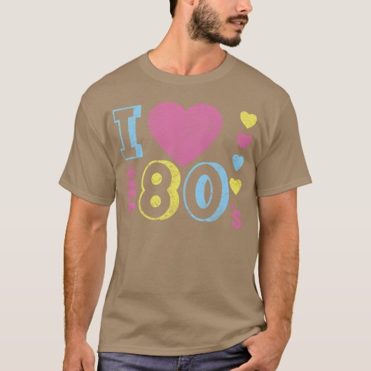 ik hou van 80 s retro t-shirt (Voorkant)
