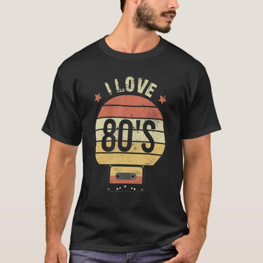 Ik hou van 80's retro-stijl tape t-shirt (Voorkant)