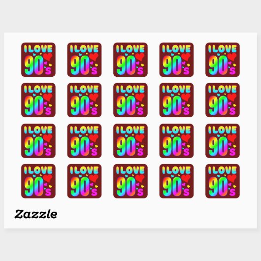 ik hou van 90s vierkante sticker (Vel)