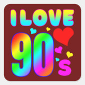 ik hou van 90s vierkante sticker (Voorkant)