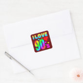 ik hou van 90s vierkante sticker (Envelop)