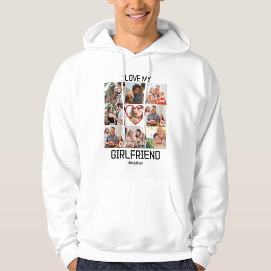 Ik hou van Aangepast Vriendin 9 Fotocollage Hoodie (Voorkant)