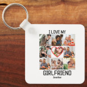 Ik hou van Aangepast Vriendin 9 Fotocollage Sleutelhanger (Voorkant)