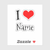 Ik hou van aangepaste naam sticker (Vel)