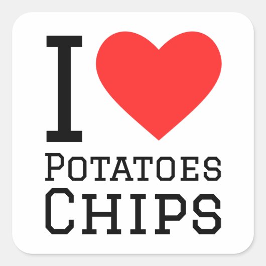 Ik hou van aardappelchips vierkante sticker (Voorkant)