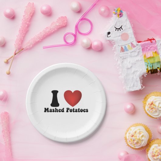 Ik hou van aardappelpuree Thanksgiving diner cadea Papieren Bordje (Feest)