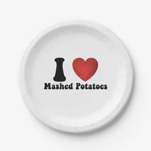 Ik hou van aardappelpuree Thanksgiving diner cadea Papieren Bordje (Voorkant)