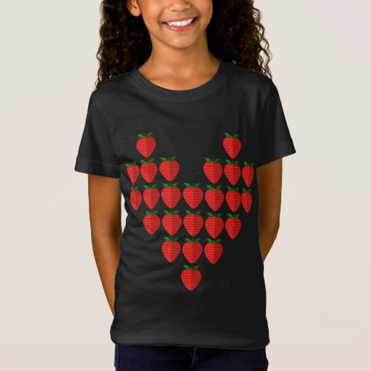 Ik hou van aardbeien bessen hart fruit kunst t-shirt (Voorkant)