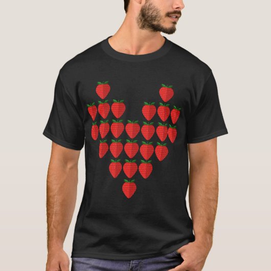 Ik hou van aardbeien bessen hart fruit kunst t-shirt (Voorkant)