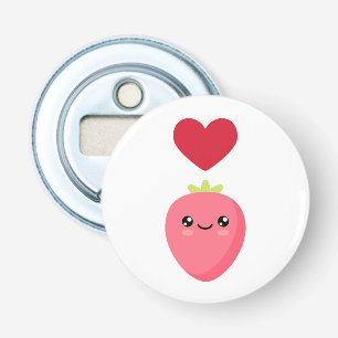 Ik hou van aardbeien button flesopener