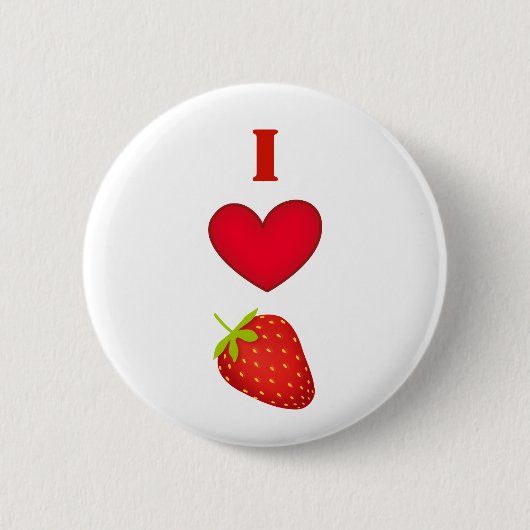 Ik hou van aardbeien ronde button 5,7 cm (Voorkant)