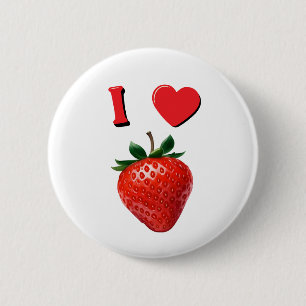 Ik hou van aardbeien ronde button 5,7 cm