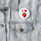 Ik hou van aardbeien ronde button 5,7 cm (In situ)