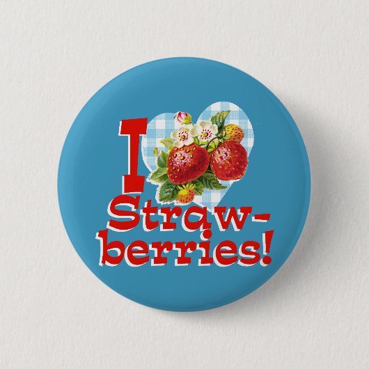 Ik hou van aardbeien ronde button 5,7 cm (Voorkant)