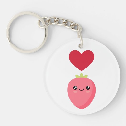 Ik hou van aardbeien sleutelhanger (Voorkant)