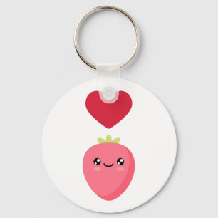 Ik hou van aardbeien sleutelhanger