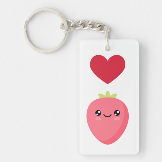 Ik hou van aardbeien sleutelhanger (Voorkant)