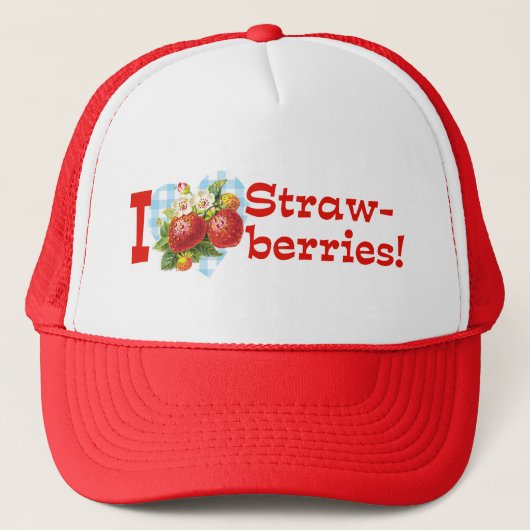 Ik hou van aardbeien trucker pet (Voorkant)