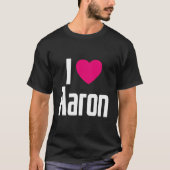 Ik hou van Aaron roze hart in hart Aaron T-shirt (Voorkant)