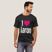 Ik hou van Aaron roze hart in hart Aaron T-shirt (Voorkant volledig)
