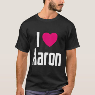 Ik hou van Aaron roze hart in hart Aaron T-shirt