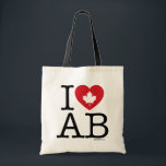 Ik hou van AB | Ik hou van Alberta Canada Custom C Tote Bag<br><div class="desc">Laat iedereen weten hoeveel je van de stad Alberta houdt met deze aanpasbare "I Love AB" -canvas tas met retro-typografie en esdoornblad hartaccent. Personaliseer door jouw naam toe te voegen. Andere landen,  staten,  provincies en steden zijn beschikbaar.</div>