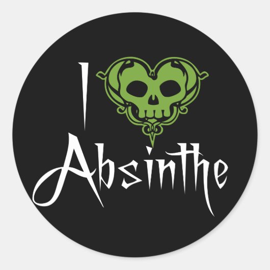 Ik hou van Absinthe Ronde Sticker (Voorkant)