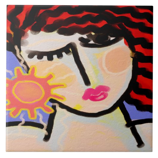 Ik hou van Abstracte digitale zonschilderijen Tegeltje (Voorkant)