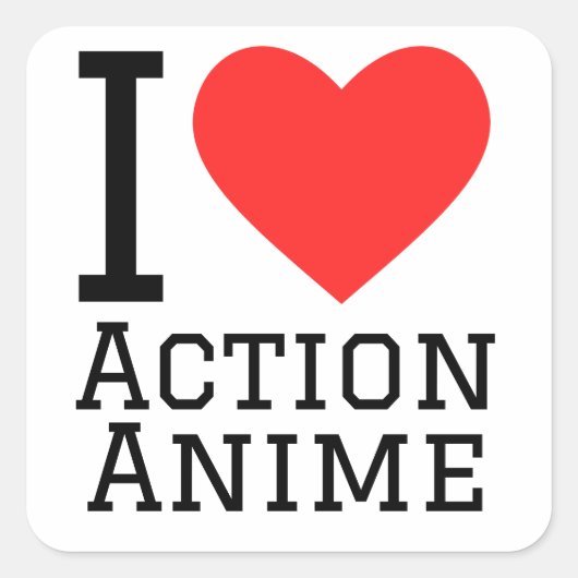 Ik hou van actie-anime vierkante sticker (Voorkant)
