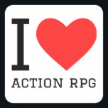 Ik hou van actie rpg square sticker<br><div class="desc">Ik hou van actie rpg square sticker</div>