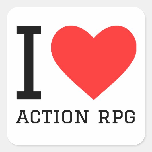 Ik hou van actie rpg square sticker (Voorkant)