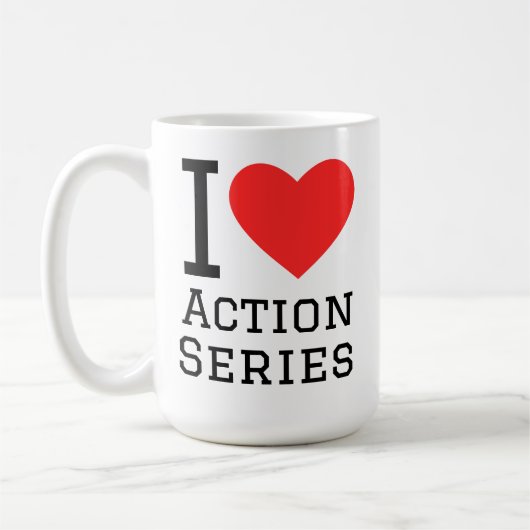 Ik hou van actie series koffiemok (Links)
