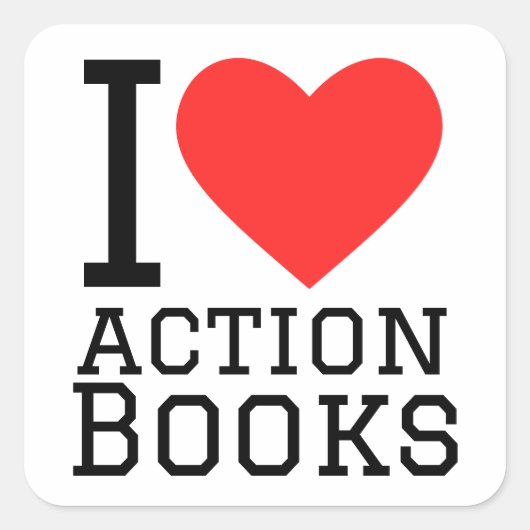 Ik hou van actieboeken vierkante sticker (Voorkant)