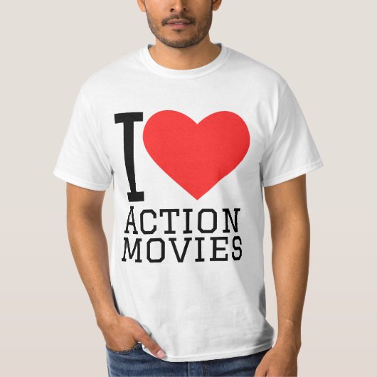 Ik hou van actiefilms t-shirt (Voorkant)