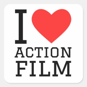 Ik hou van actiefilms vierkante sticker