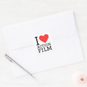 Ik hou van actiefilms vierkante sticker (Envelop)