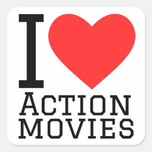 Ik hou van actiefilms vierkante sticker