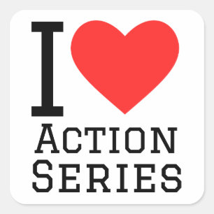 Ik hou van actieseries vierkante sticker