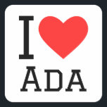 Ik hou van ada vierkante sticker<br><div class="desc">Ik hou van ada,  voor crypto-liefhebbers</div>