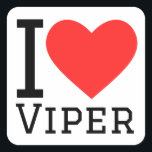 Ik hou van adder vierkante sticker<br><div class="desc">Ik hou van adder, voor dierenrijk liefhebbers</div>