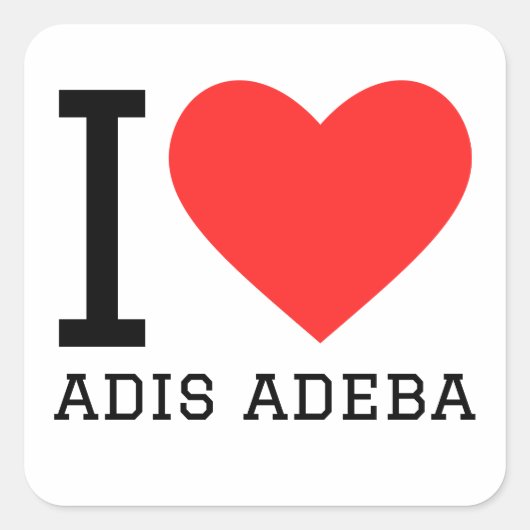 Ik hou van adis adeba vierkante sticker (Voorkant)