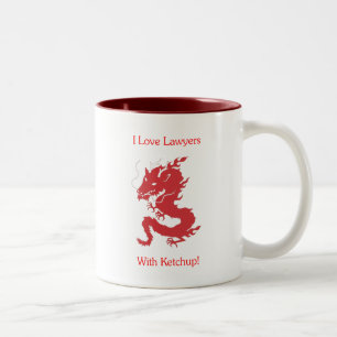 Ik hou van advocaten - met Ketchup! Tweekleurige Koffiemok