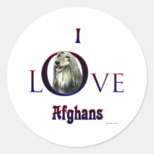Ik hou van Afghaanse honden. Afghaanse liefde. Ik Ronde Sticker