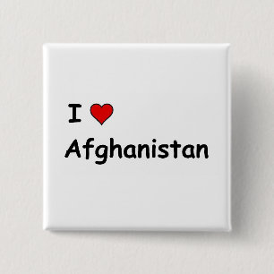 Ik hou van Afghanistan Vierkante Button 5,1 Cm